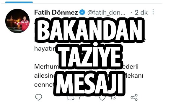 BAKANDAN TAZİYE MESAJI 