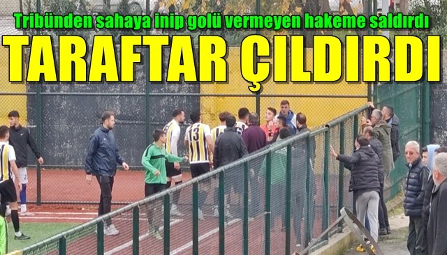 Tribünden sahaya inip golü vermeyen hakeme saldırdı… TARAFTAR ÇILDIRDI