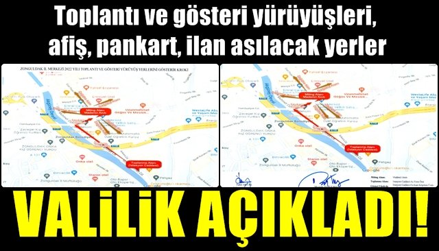 Toplantı ve gösteri yürüyüşleri, afiş, pankart, ilan asılacak yerler… VALİLİK AÇIKLADI