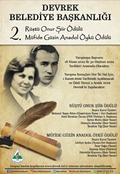 Devrek’te Rüştü Onur şiir ve Müfide Güzin Anadol öykü yarışması… İKİNCİSİ DÜZENLENİYOR - 1