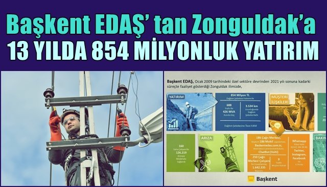 Başkent EDAŞ’ tan Zonguldak’a  13 YILDA 854 MİLYONLUK YATIRIM