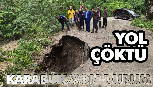 SUYUN DEBİSİ YÜKSELDİ, YOL ÇÖKTÜ