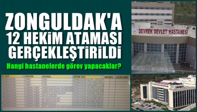 ZONGULDAK’A 12 HEKİM ATANDI