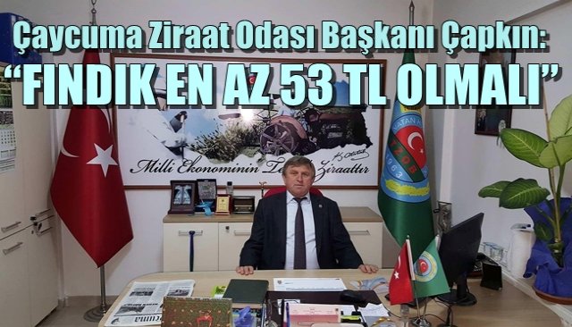 Çaycuma Ziraat Odası Başkanı Çapkın: “FINDIK EN AZ 53 TL OLMALI” 