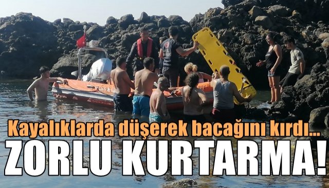 Kayalıklarda düşerek bacağını kırdı… ZORLU KURTARMA!