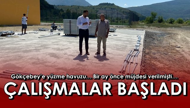 Gökçebey’e yüzme havuzu… Bir ay önce müjdesi verilmişti…  ÇALIŞMALAR BAŞLADI