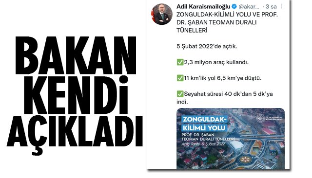 KİLİMLİ SAHİL YOLUNU 8 AYDA 2.3 MİLYON ARAÇ KULLANDI