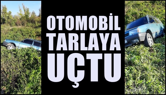 OTOMOBİL TARLAYA UÇTU