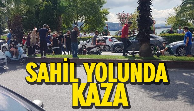 SAHİL YOLUNDA KAZA: ARKADAN ÇARPTI…