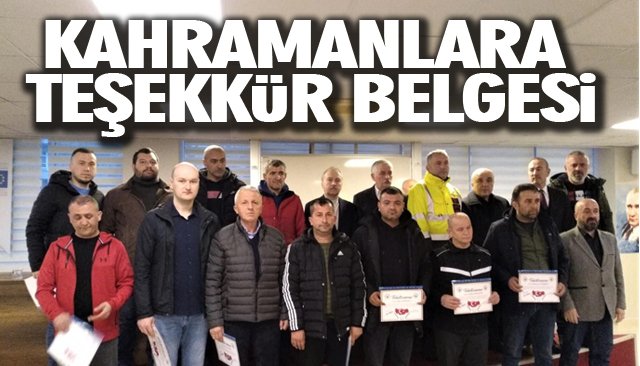 KAHRAMANLARA TEŞEKKÜR BELGESİ