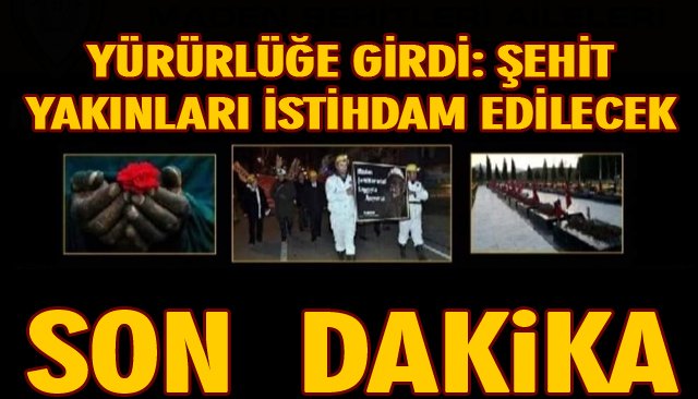 YÜRÜRLÜĞE GİRDİ: ŞEHİT YAKINLARI İSTİHDAM EDİLECEK