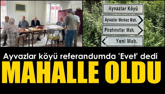 Ayvazlar köyü referandumda ´Evet´ dedi...  MAHALLE OLDU