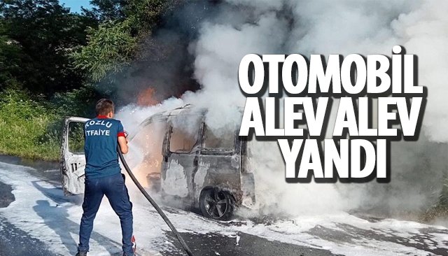 OTOMOBİL ALEV ALEV YANDI 