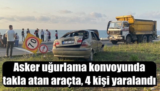 Takla atan araçta, 4 kişi yaralandı 