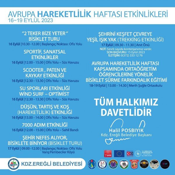 EREĞLİ’DE, AVRUPA HAREKETLİLİK HAFTASI ETKİNLİKLERİ YAPILACAK - 1