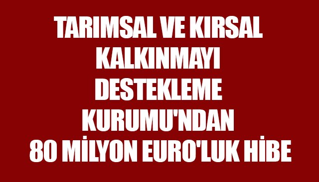 TARIMSAL VE KIRSAL KALKINMAYI DESTEKLEME KURUMU´NDAN 80 MİLYON EURO´LUK HİBE