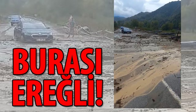 YAĞIŞ SONRASI ÇAMUR YOLA AKTI