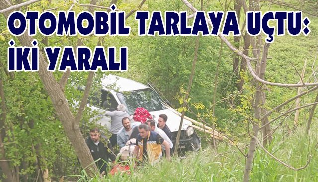 OTOMOBİL TARLAYA UÇTU: İKİ YARALI