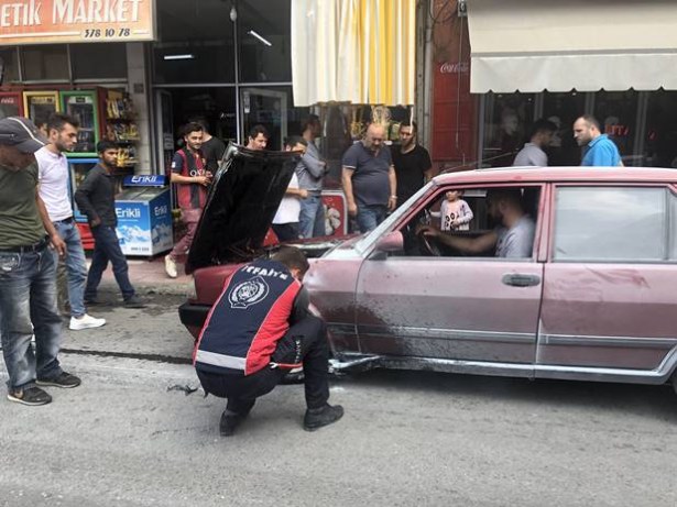 Motor alev aldı, sürücü paniğe girdi...